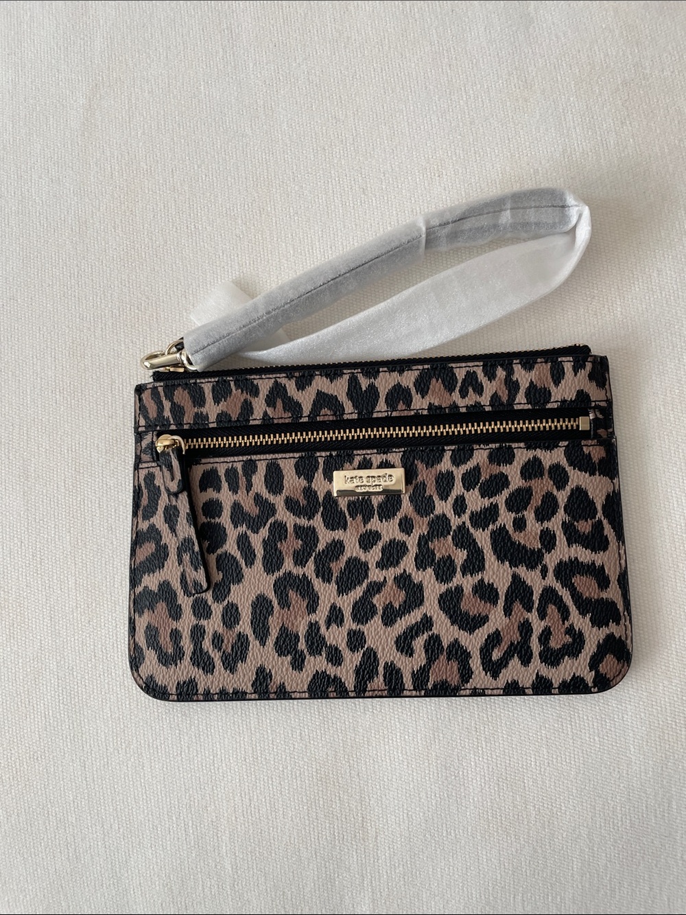 kate spade Leopard Print Wristlet in Brown and Black